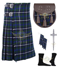 Men Scottish Blue Douglas 8 yard Kilt Highlander Traditional 8 yard Tartan Kilt  - $74.00