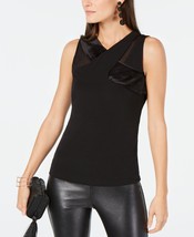 allbrand365 designer Womens Petite Velvet Trim Top,Deep Black,X-Small Pe... - $33.59