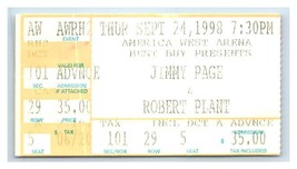 Jimmy Page Robert Plant Ticket Stub September 24 1998 Phoenix Arizona - £18.78 GBP