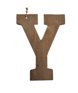 Wooden Letter Distressed Ornament Decor Gray Initial Monogram gift Y - £7.00 GBP