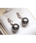 14k gold tahitian drop pearl earring with top grade diamonds - £287.44 GBP