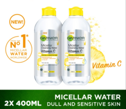 2 x Garnier Micellar Cleansing Water Vitamin C Skincare Makeup Remover (New) - £39.10 GBP