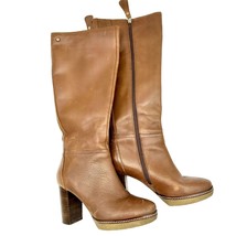 Tommy Hilfiger Boots Size 6.5 Brown Leather 3 in heel 15 inch Shaft Zip ... - £46.69 GBP