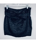 BCBG Maxazria Womens 8 Shiny Fancy Metallic Black Belted Lined Pencil Skirt - $22.94