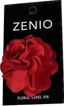 Men&#39;s Floral Lapel Pin Fire Red Fabric Flower 100% Microfiber Brand Zenio - £10.15 GBP