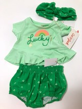 Cat &amp; Jack Green St. Patrick&#39;s Day Girl&#39;s 3 Piece Outfit Set NWT Size: (... - $14.00