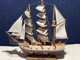 3 Masted Wooden Schooner Puit-In-Bay Ohio Souvenir 9 Inches Long - £7.93 GBP