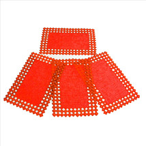 Las Estrellas Set of 4 Place Mats 12x18 inches Red &amp; Gold Embroiderie - £11.67 GBP