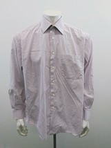 Michael Kors Men&#39;s Purple Striped Button Up Shirt Size16.5 Long Sleeve C... - $10.78