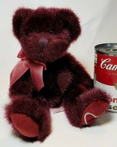 Russ MINX Burgundy Plush Stuffed Teddy Bear Animal Heart on Foot 10 in. - £11.44 GBP