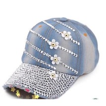 Washed Old Cowboy Hat Diamond-Encrusted Baseball Cap British Shade Cap - £10.98 GBP