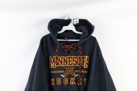 Vtg 90s Mens Small Faded Spell Out University of Minnesota Hockey Hoodie Black - £46.93 GBP