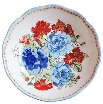 Four (4) Pioneer Woman ~ FLORAL MEDLEY ~ BLUE ~ 7.5&quot; Pasta Bowls ~ Stoneware - £37.36 GBP