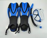 U S DIVERS Kid Dorado Jr. Set Mask Snorkel Fins Mesh Bag L 5-8 Blue/Black - £23.06 GBP