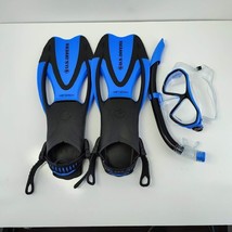 U S DIVERS Kid Dorado Jr. Set Mask Snorkel Fins Mesh Bag L 5-8 Blue/Black - £23.07 GBP