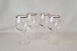 Lenox WEATHERLY Crystal Wine Glasses Goblets with Platinum Rim ~ Set of 4 - $42.56