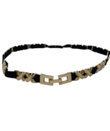 Women&#39;s Fashion Belt Black and Goldtone Floral Belt 30&quot; NEW - $15.19