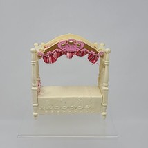 Rare Fisher Price Loving Family Dollhouse Girls Kid Canopy Bed For Bedroom Pink - £10.11 GBP