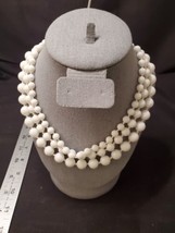 Vintage Germany necklace 3 Strand faux pearl hook clasp 16&quot; - £17.42 GBP