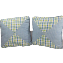 Waverly Claire&#39;s Check Blue Yellow Plaid Gingham 2-PC 16-inch Square Pil... - £57.38 GBP