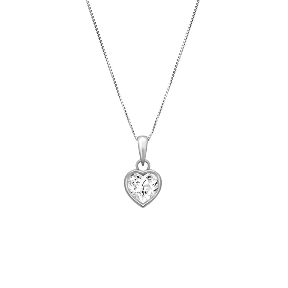 Pure 925 Sterling Silver Heart Shaped Zircon Coeur Pendant With Chain|Va... - £76.53 GBP