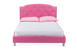 Declan Hot Pink Faux Leather Queen Size Platform Bed - $4,436.15 MXN