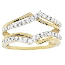 1/2 Ct Moissanite 14K Yellow Gold Plated Engagement Jacket Ring Wrap Enhancer - $178.26