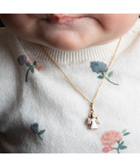 14K Yellow Gold Enamel Sacred Angel Charm Baby Pendant - $119.99