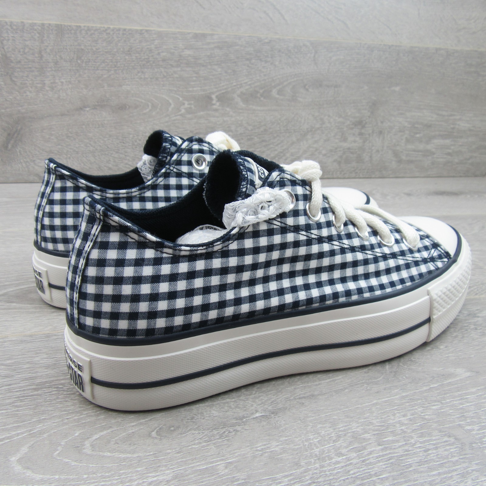 Converse CTAS Lift Platform Gingham Womens Size 8 Obsidian White NEW A13664C Item image 8