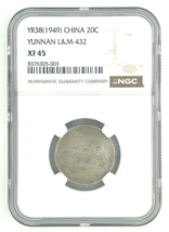 1949 China 20C Silver Yunnan L&amp;M 432 Graded by NGC as XF45 - $841.68