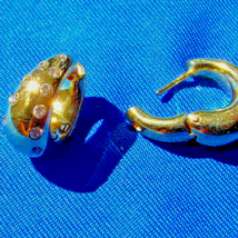 Elegant POMELLATO Diamond Earrings Fine European Designer 18k Gold Hoops - £4,572.55 GBP