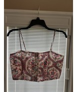 dRA Los Angeles Front Button Crop Top Pink White Blue Spaghetti Strap L NWT - €33,93 EUR