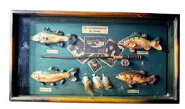 Vintage “The Beautiful Game of Fly Fishing” Wood &amp; Glass Shadow Box Decorative - $37.05