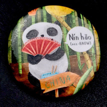China Panda Bear Button small pinback - £7.89 GBP