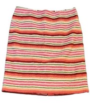 Talbots Lined Blend Linen Multiple Color Pink Green Striped Pencil Skirt Sz 12 - £15.72 GBP