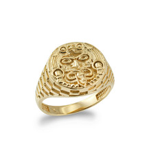 10K Yellow Gold Rugged Aztec Mayan Sun Ring - £281.17 GBP