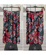 Vintage 90s Block Island Folk Art Floral MIDI Skirt S - $19.97 CAD