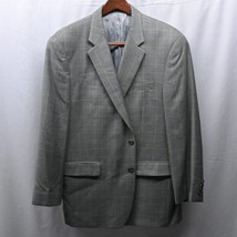 Chaps 44R Brown Blue Houndstooth 2 Button Blazer Suit Jacket Sport Coat - £27.51 GBP