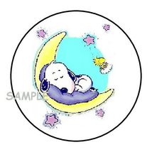 30 Snoopy Boy Baby Shower Envelope Seals Labels Stickers 1.5&quot; Round Moon Stars - £6.00 GBP