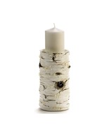 Pillar Candle Holder Birch Wood Look Weathered 9&quot; high Holds 4&quot; Size Resin - €25,23 EUR