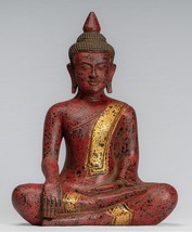Antico Stile Khmer SE Asia Seduta Legno Enlightenment Statua Di Buddha - £324.80 GBP