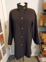 DENNIS BASSO Brown Wool Cashmere Coat LG Button Front Pockets Lined VG-EUC - £19.71 GBP