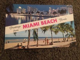 Vintage Postcard Unposted Night &amp; Day View Miami Beach Florida - £0.94 GBP