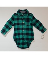 OshKosh B&#39;gosh Black Green Plaid Collared One Piece Bodysuit Size 12M NWT - $367.23 MXN