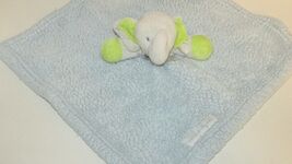Blue Sherpa gray green elephant FLAWED baby security blanket Blankets &amp; ... - $5.24