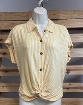 Hollister California Yellow White Striped Twist  Button Up Size Medium B... - $7.92