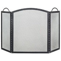 3 Fold Arched Wrought Iron Screen, Black - $423.75