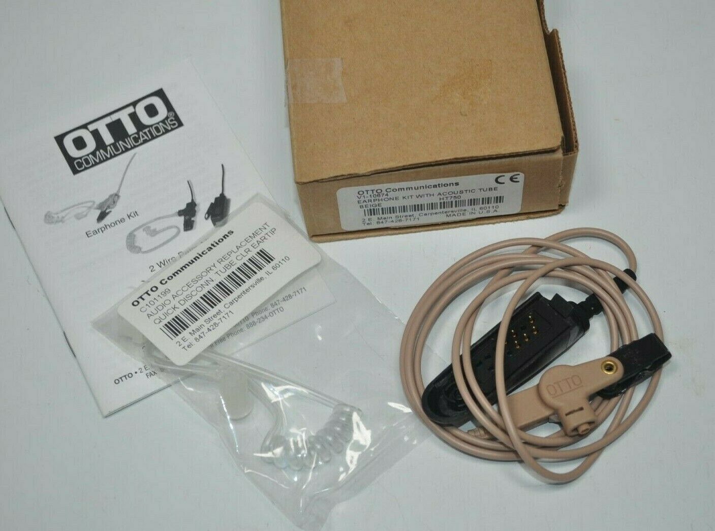 NEW OTTO V1-10674 Beige Surveillance Earphone Kit w/ Acoustic Tube Fits Motorola - $25.16