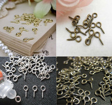 300PCS Screw Eye Pin Bails Beautiful Gold/Silver/Bronze Plate/Dull Silver - £7.13 GBP