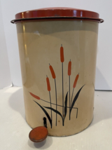 RARE Vintage Sears Cattail KITCHEN TIN WASTE CAN GARBAGE Universal Potte... - €158,59 EUR